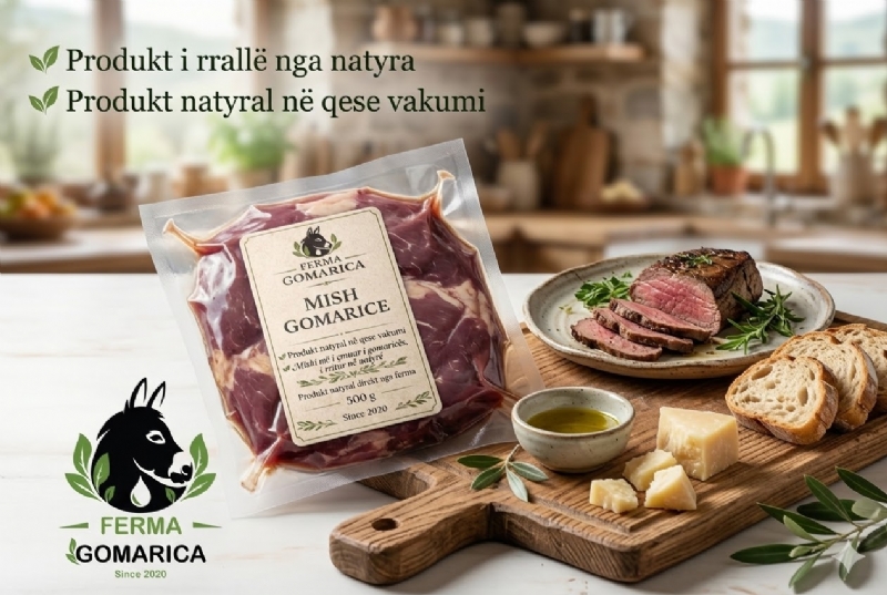 Mish gomarice nga prodhim artizanal, mish gomarice nga ferma tradicionale, mish gomarice nga ferma familjare, mish gomarice nga ferme autentike, mish gomarice per gatim familjar, mish gomarice per tryeze familjare, mish gomarice per dieta familjare